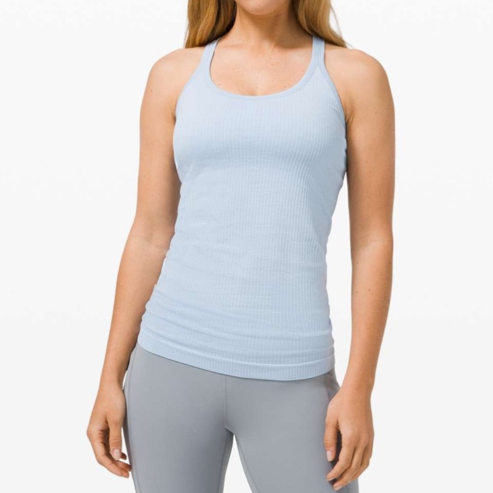 Lululemon Size 8 Ebb To Street Tank *Light Support For B/C Cup Blue Linen